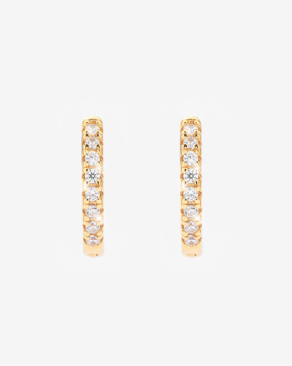 2mm Iced Hoop Earrings - Gold