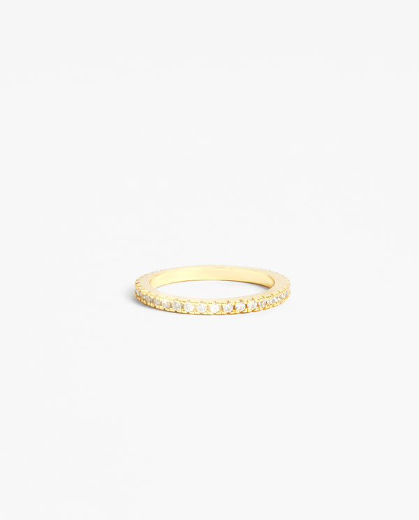 2mm Clear Round Tennis Ring - Gold