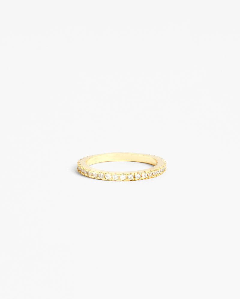 2mm Clear Round Tennis Ring - Gold