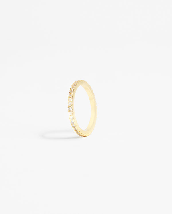 2mm Clear Round Tennis Ring - Gold