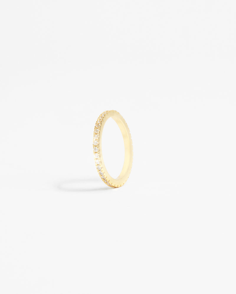 2mm Clear Round Tennis Ring - Gold