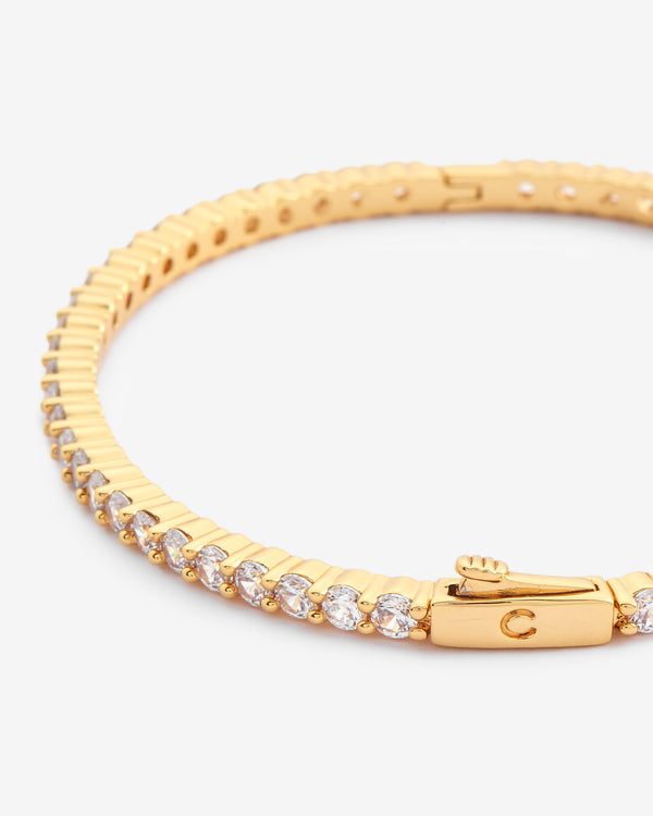 3mm Iced Tennis Bangle - Gold