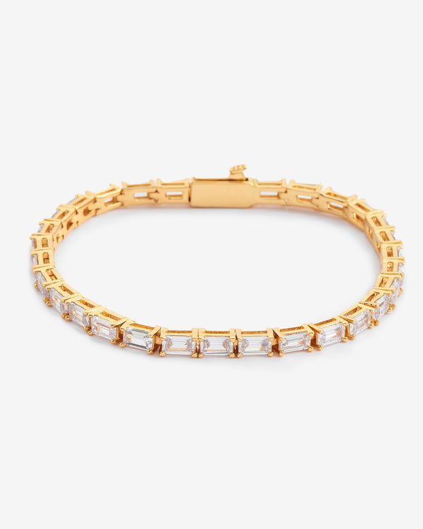 3mm Rectangular Tennis Bracelet - Gold