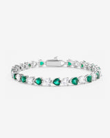 5mm White & Green Heart Tennis Link Bracelet