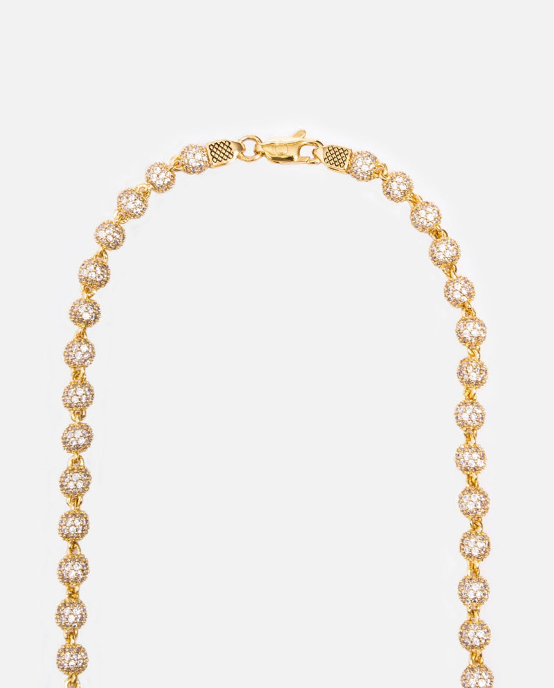 5mm Iced Ball Chain - Gold - Cernucci