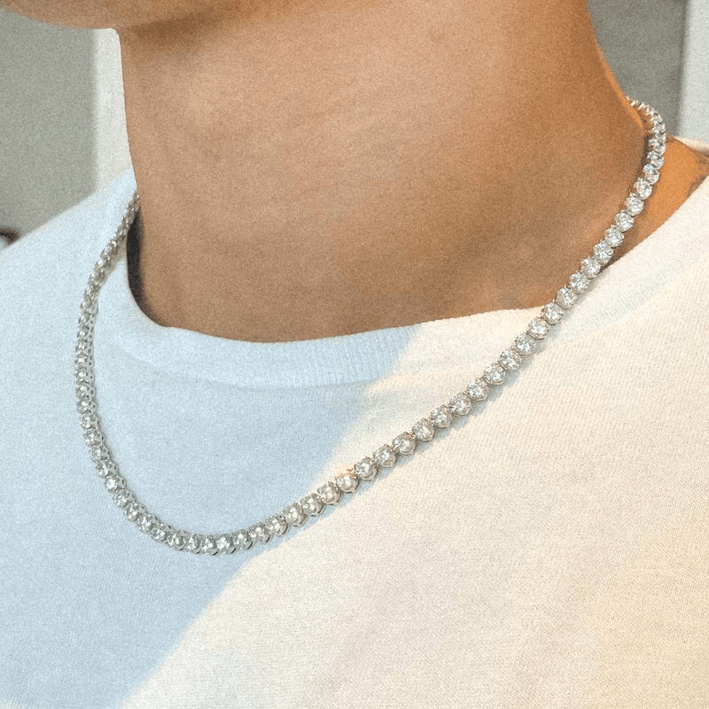 5mm Round Tennis Chain - White Gold - Cernucci