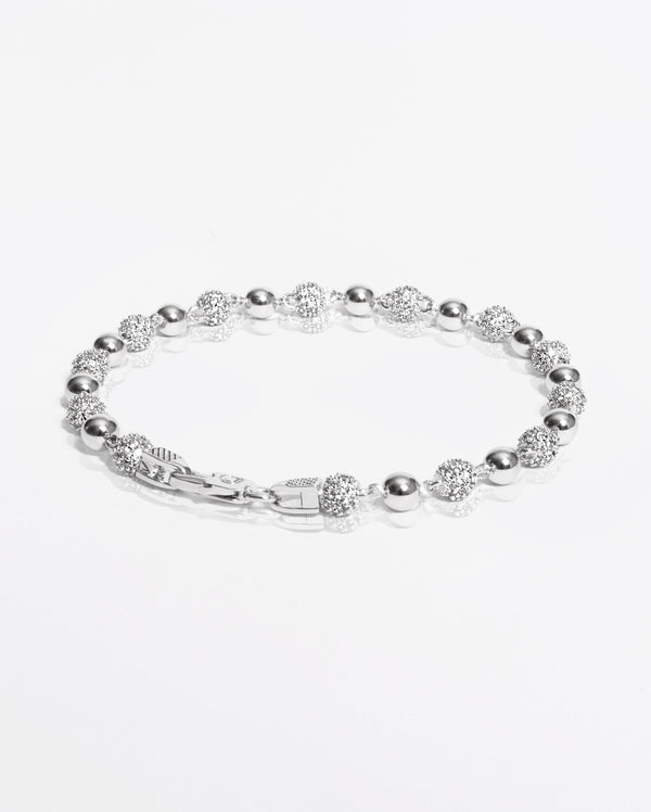 5mm Iced & Plain Ball Bracelet