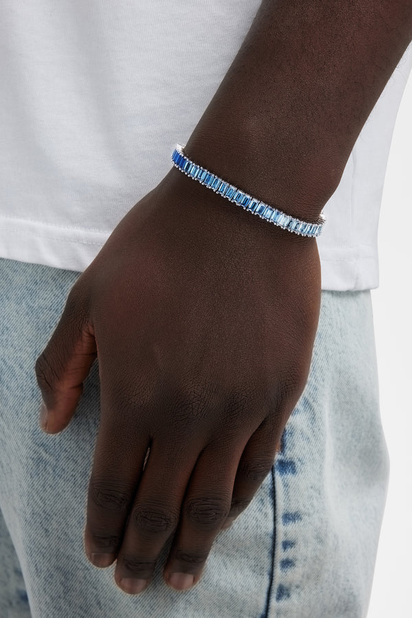 6mm Blue Ombre Tennis Baguette Bracelet