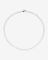 6mm Beaded Pearl Necklace - White