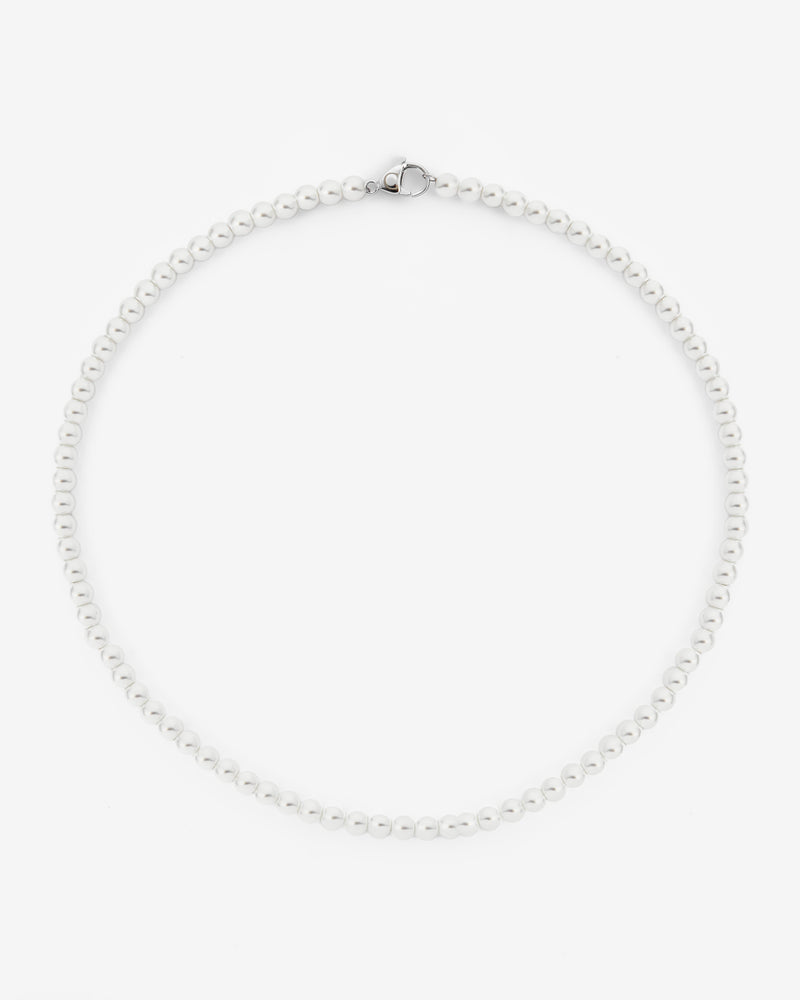 6mm Beaded Pearl Necklace - White