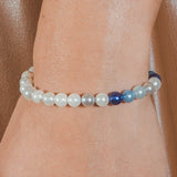 6mm Pearl Bracelet - Half Blue Multi