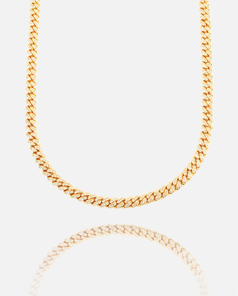 6mm Iced Cuban Chain - Gold