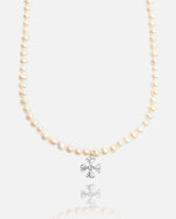 6mm Pearl + Cross Pendant Necklace