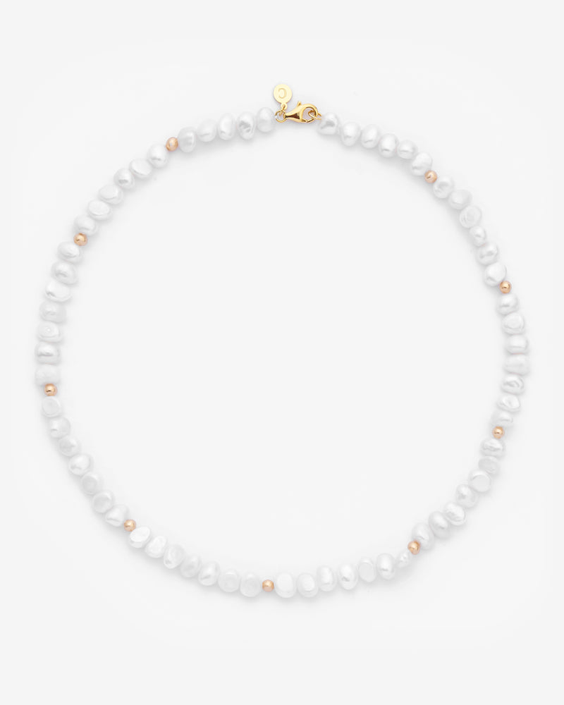 7mm Baroque Freshwater Pearl Necklace - Gold