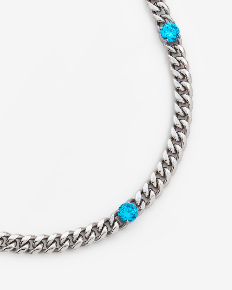 8mm Blue Stone Cuban Chain