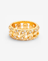 8mm Iced Cuban Ring - Gold