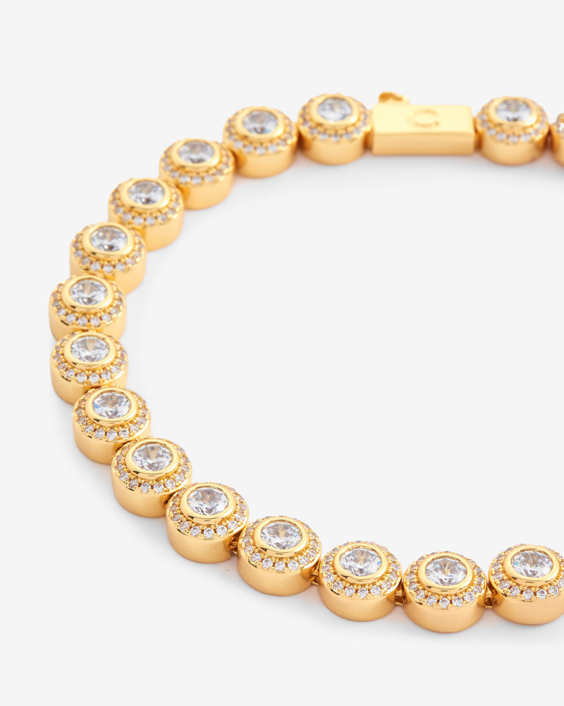 8mm Round Clustered Tennis Bracelet - Gold