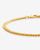 925 3mm Cuban Bracelet - Gold