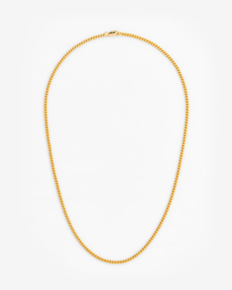 925 3mm Cuban Chain - Gold