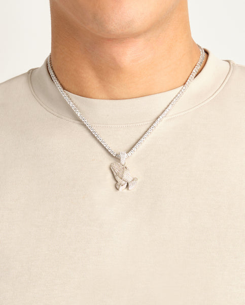 Mens praying deals hands necklace