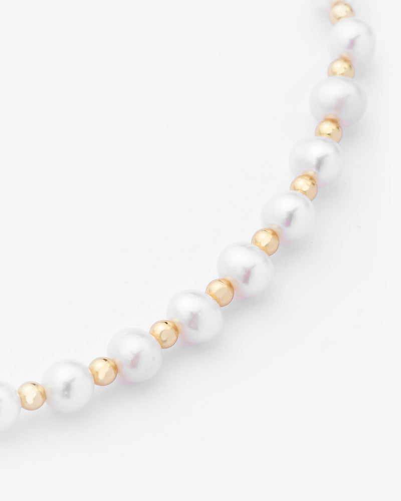 Beaded Pearl Necklace - Gold