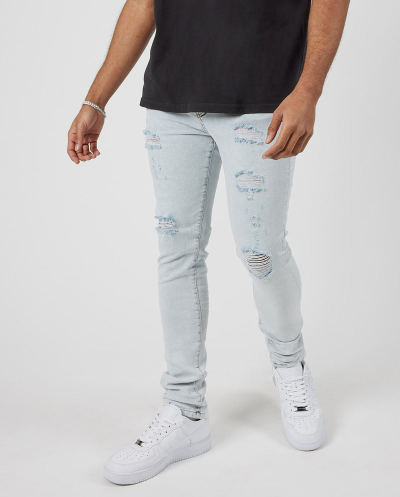 Skinny Ripped Jeans - Ice Blue