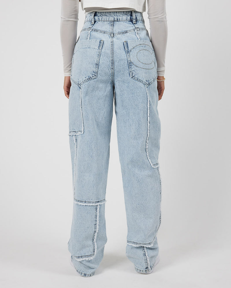 Relaxed Raw Edge Detail Jeans - Ice Blue