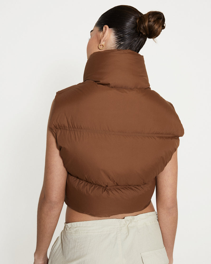 Cernucci Cropped Puffer Gilet - Chocolate