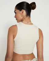 Cernucci Embroidered Crop Top - Beige