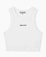 Cernucci Embroidered Crop Top - White