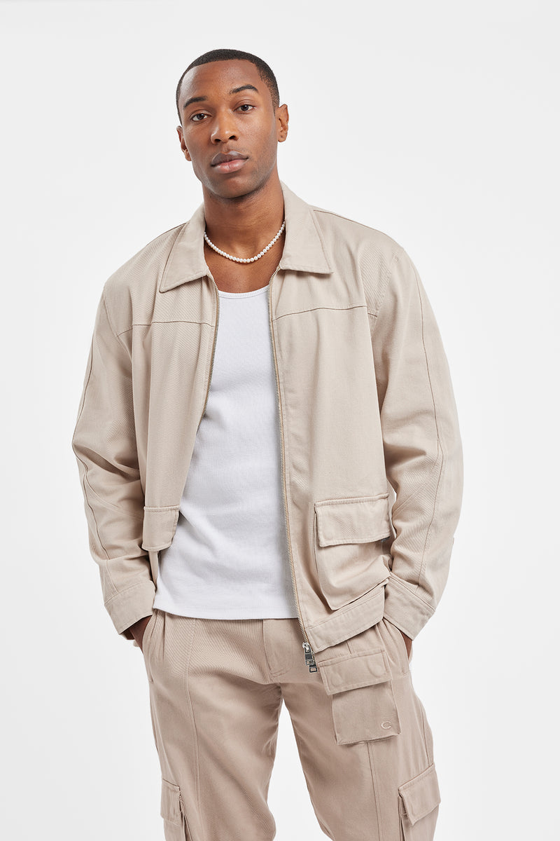 Cernucci Cargo Harrington Jacket - Taupe