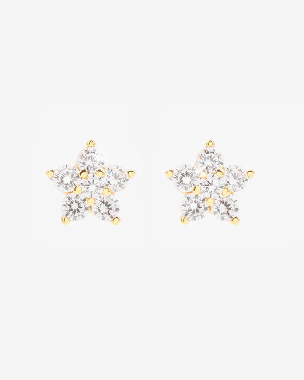 Iced Flower Earrings - Gold