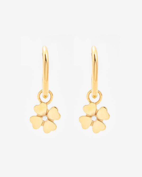 Flower Hoop Earrings - Gold