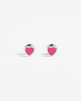 Hot Pink Heart Enamel Stud Earrings