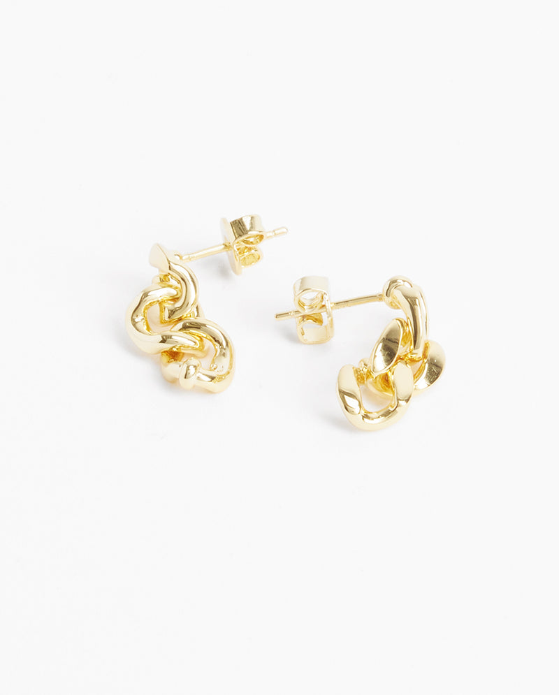 Curb Chain Drop Earrings - Gold