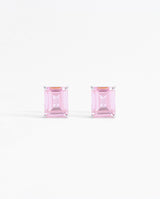 Hot Pink Baguette Stud Earrings