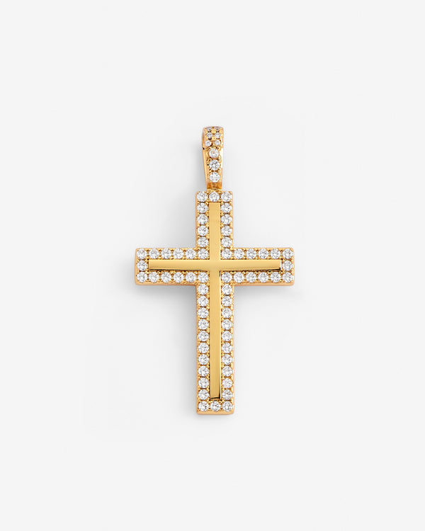 Iced Cross Pendant - Gold