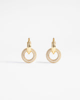 Iced Pave Double Hoop Earrings - Gold