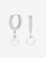 Iced Hoop & Pearl Earrings