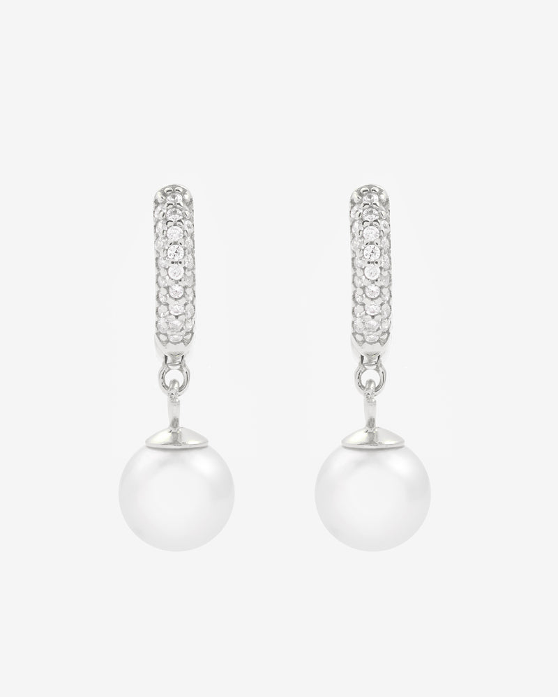 Iced Hoop & Pearl Earrings