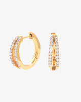 Iced Row Hoop Earrings - Gold