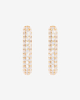 Iced Rectangular Hoop Earrings - Gold