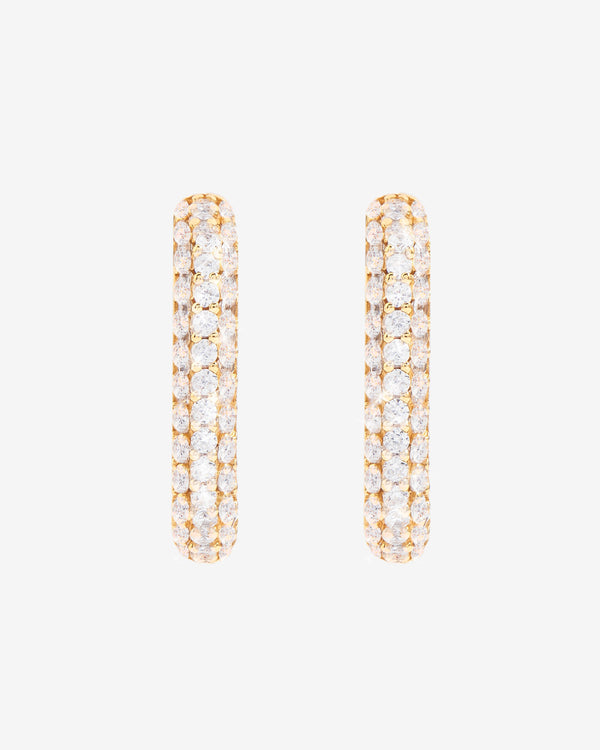 Iced Rectangular Hoop Earrings - Gold