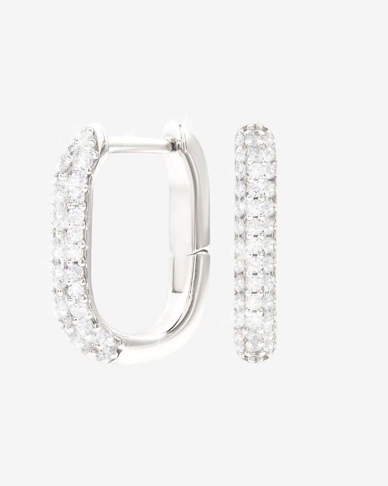 Iced Rectangular Hoop Earrings