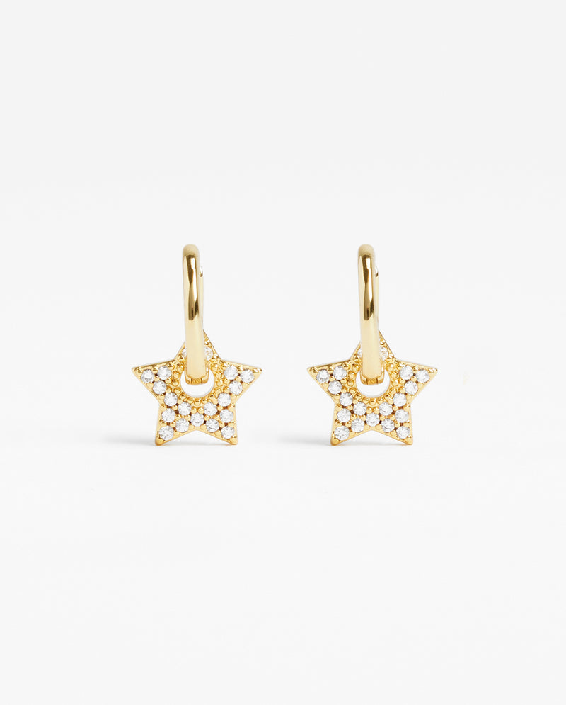 Iced Star Charm Huggie Earrings - Gold