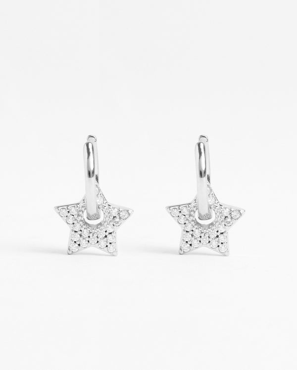 Iced Star Charm Huggie Earrings