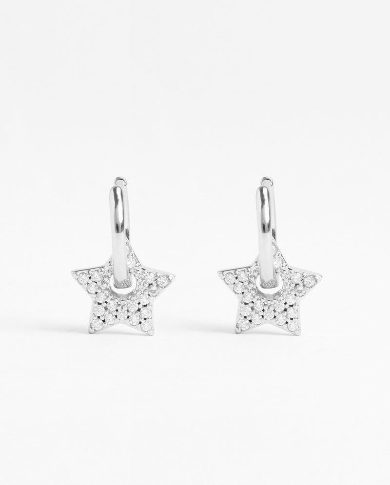 Iced Star Charm Huggie Earrings