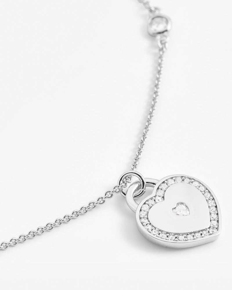 Iced Stone Heart Bezel Necklace