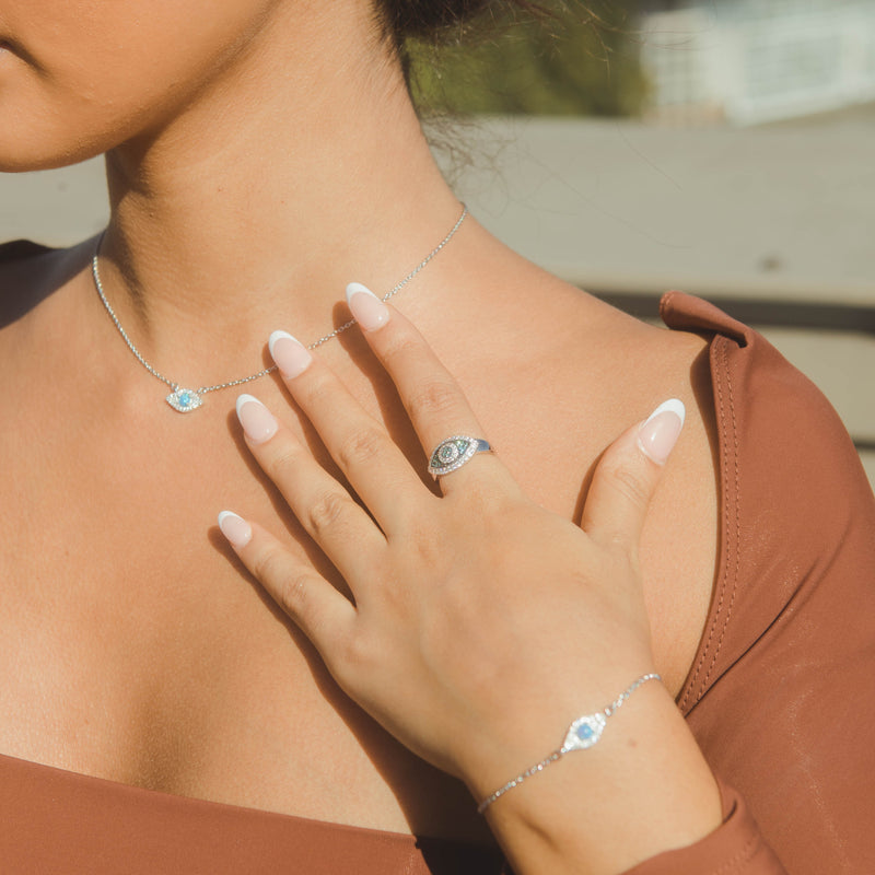 Iced Evil Eye Ring