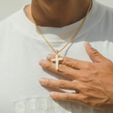 Iced Cross Pendant - Gold